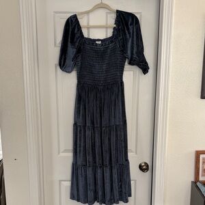 Elegant Blue Velvet Dress